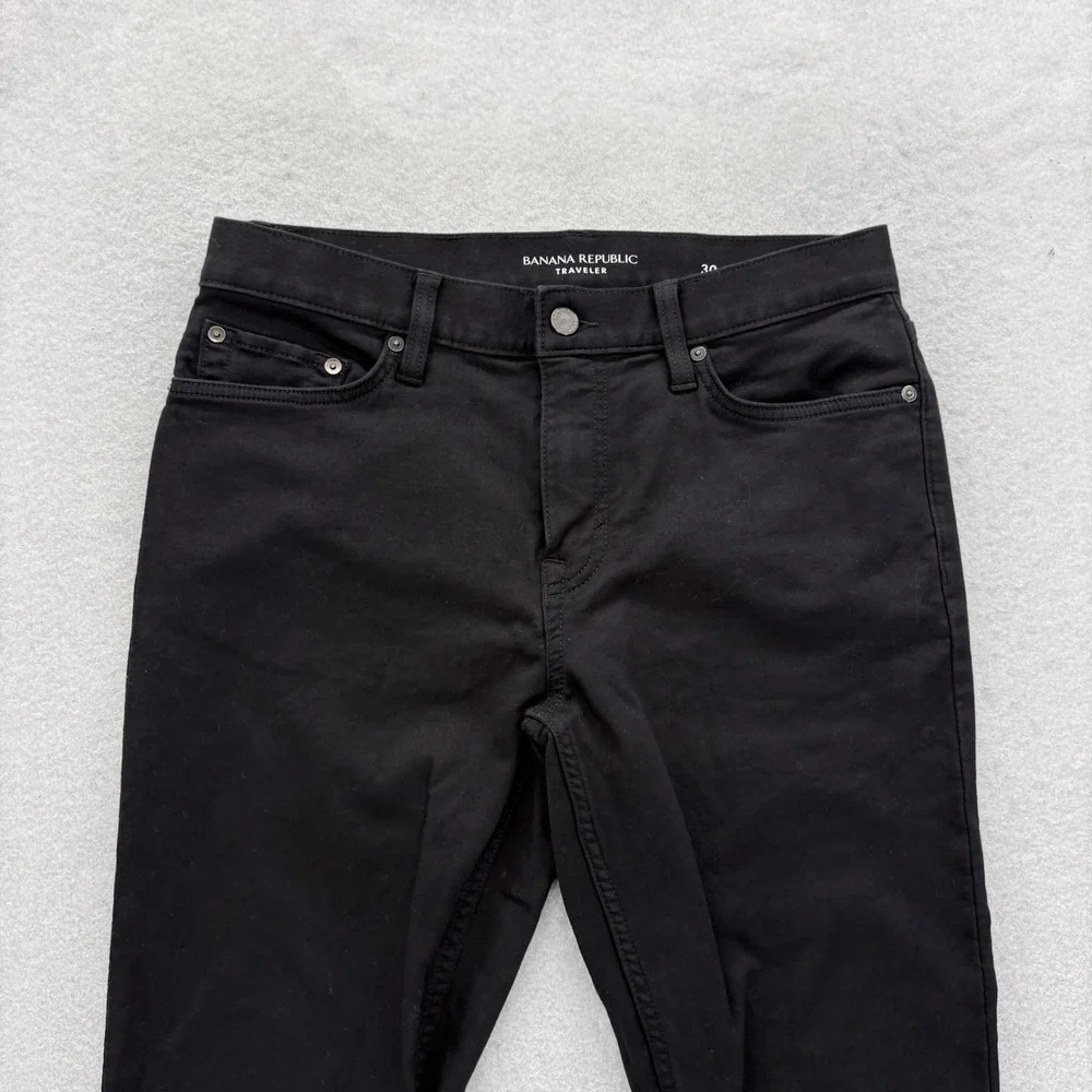 Banana Republic Traveler Slim Jeans Mens 30x30 Black Stretch Denim Pants Preppy